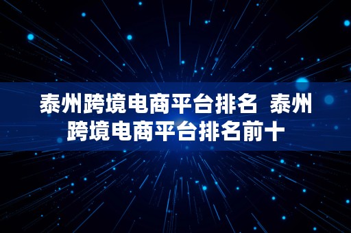 泰州跨境电商平台排名  泰州跨境电商平台排名前十