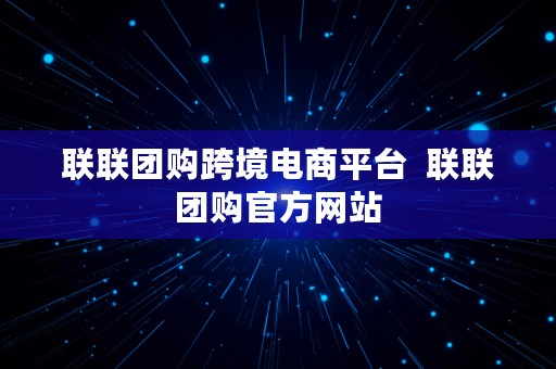 联联团购跨境电商平台  联联团购官方网站