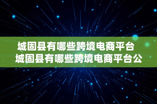 城固县有哪些跨境电商平台  城固县有哪些跨境电商平台公司