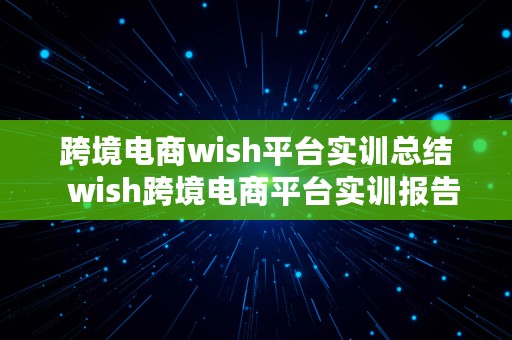 跨境电商wish平台实训总结  wish跨境电商平台实训报告