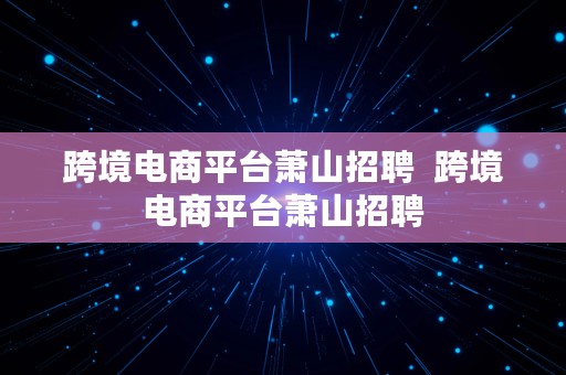 跨境电商平台萧山招聘  跨境电商平台萧山招聘