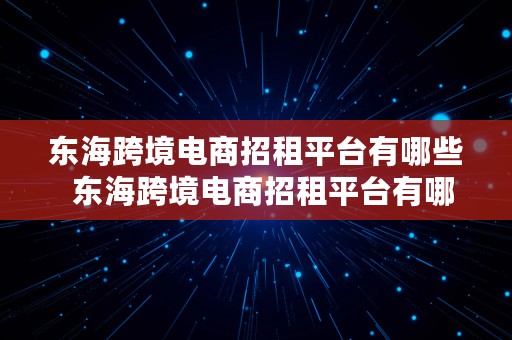 东海跨境电商招租平台有哪些  东海跨境电商招租平台有哪些公司