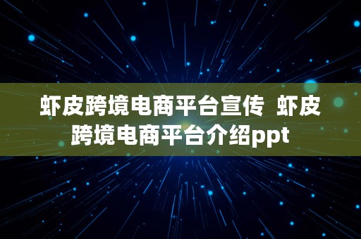 虾皮跨境电商平台宣传  虾皮跨境电商平台介绍ppt