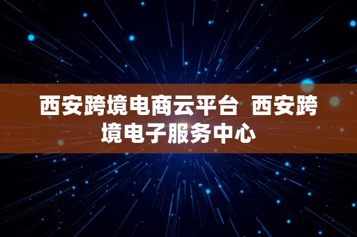 西安跨境电商云平台  西安跨境电子服务中心