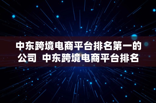 中东跨境电商平台排名第一的公司  中东跨境电商平台排名第一的公司是