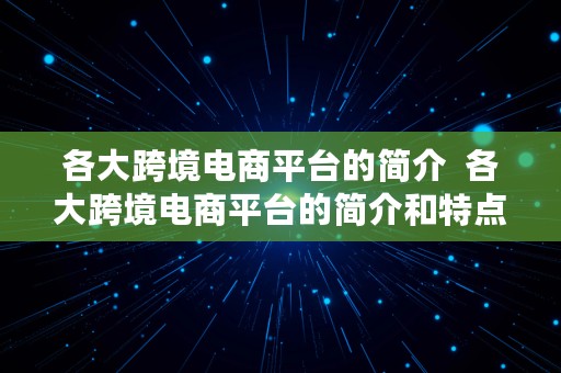 各大跨境电商平台的简介  各大跨境电商平台的简介和特点