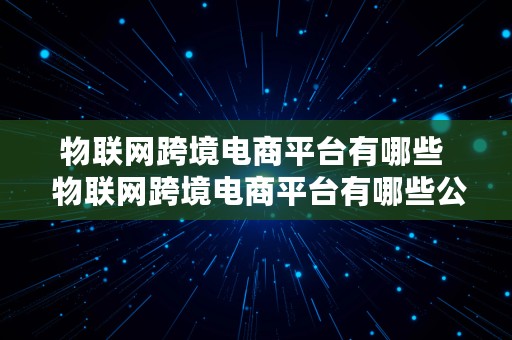 物联网跨境电商平台有哪些  物联网跨境电商平台有哪些公司