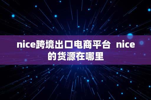 nice跨境出口电商平台  nice的货源在哪里