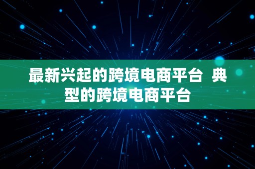 最新兴起的跨境电商平台  典型的跨境电商平台