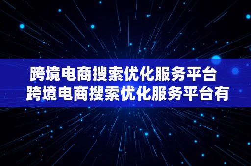 跨境电商搜索优化服务平台  跨境电商搜索优化服务平台有哪些