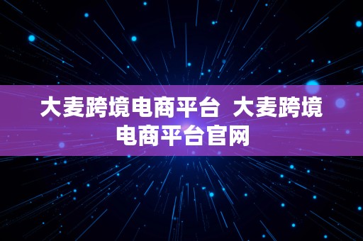 大麦跨境电商平台  大麦跨境电商平台官网