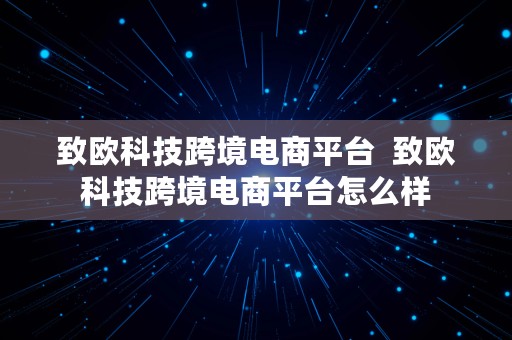 致欧科技跨境电商平台  致欧科技跨境电商平台怎么样