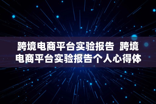 跨境电商平台实验报告  跨境电商平台实验报告个人心得体会