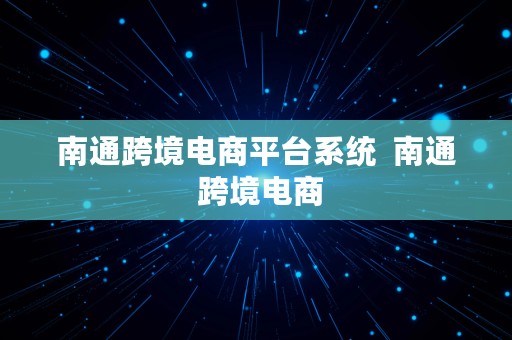 南通跨境电商平台系统  南通 跨境电商