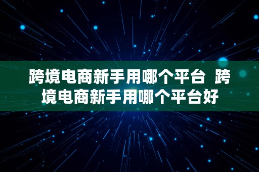 跨境电商新手用哪个平台  跨境电商新手用哪个平台好