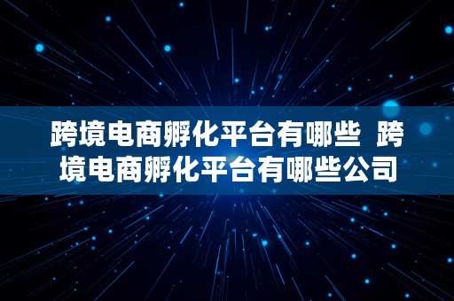 跨境电商孵化平台有哪些  跨境电商孵化平台有哪些公司