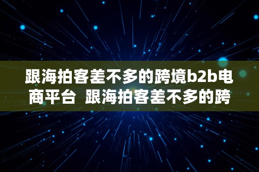 跟海拍客差不多的跨境b2b电商平台  跟海拍客差不多的跨境b2b电商平台有哪些