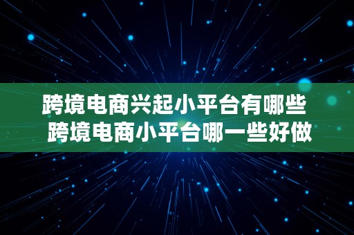 跨境电商兴起小平台有哪些  跨境电商小平台哪一些好做