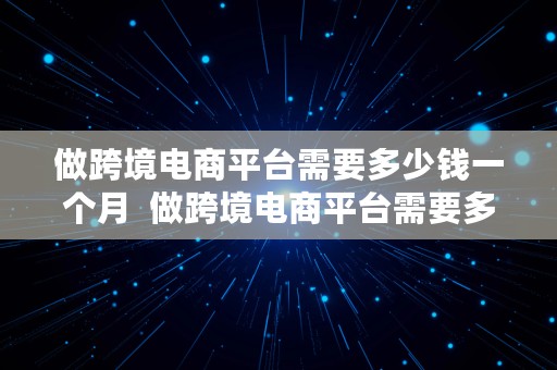 做跨境电商平台需要多少钱一个月  做跨境电商平台需要多少钱一个月呢