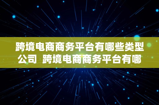 跨境电商商务平台有哪些类型公司  跨境电商商务平台有哪些类型公司呢