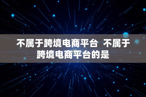 不属于跨境电商平台  不属于跨境电商平台的是