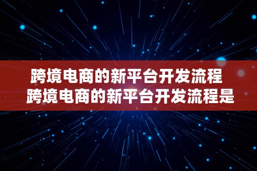 跨境电商的新平台开发流程  跨境电商的新平台开发流程是什么