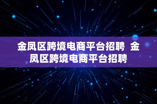 金凤区跨境电商平台招聘  金凤区跨境电商平台招聘