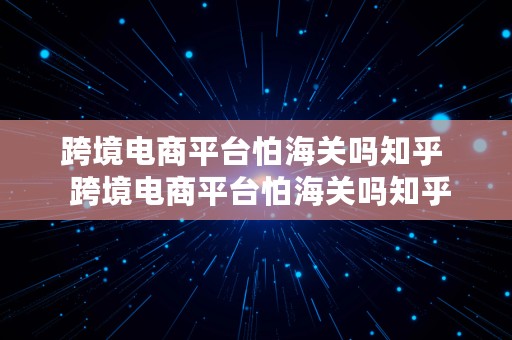 跨境电商平台怕海关吗知乎  跨境电商平台怕海关吗知乎