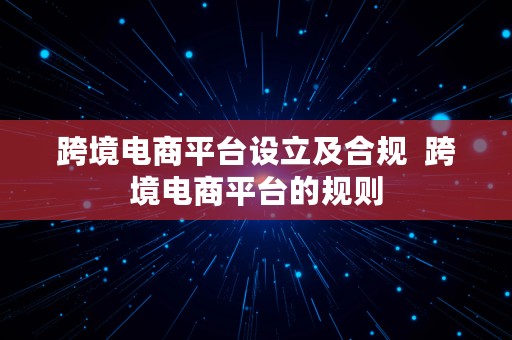 跨境电商平台设立及合规  跨境电商平台的规则