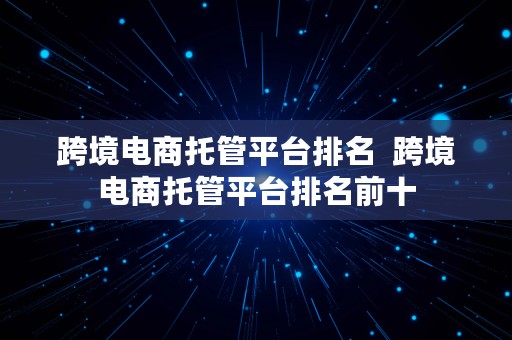 跨境电商托管平台排名  跨境电商托管平台排名前十