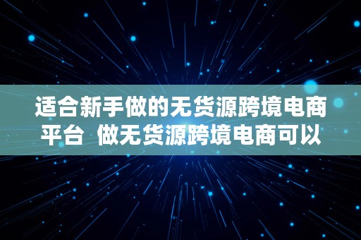 适合新手做的无货源跨境电商平台  做无货源跨境电商可以赚到钱吗