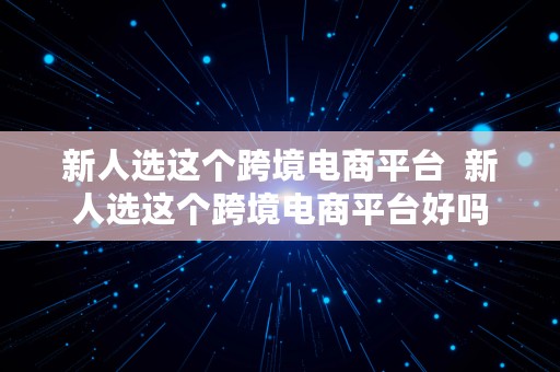 新人选这个跨境电商平台  新人选这个跨境电商平台好吗