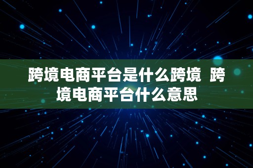 跨境电商平台是什么跨境  跨境电商平台什么意思