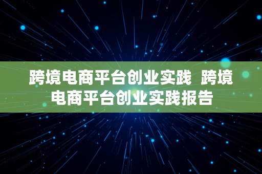 跨境电商平台创业实践  跨境电商平台创业实践报告