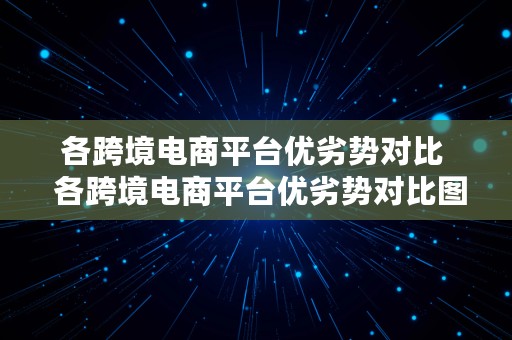 各跨境电商平台优劣势对比  各跨境电商平台优劣势对比图