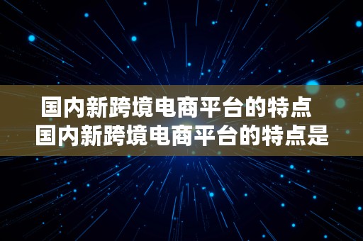 国内新跨境电商平台的特点  国内新跨境电商平台的特点是什么