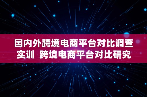 国内外跨境电商平台对比调查实训  跨境电商平台对比研究总结