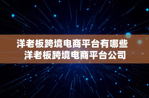 洋老板跨境电商平台有哪些  洋老板跨境电商平台公司