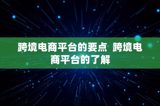 跨境电商平台的要点  跨境电商平台的了解