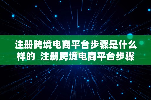 注册跨境电商平台步骤是什么样的  注册跨境电商平台步骤是什么样的