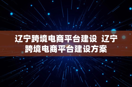 辽宁跨境电商平台建设  辽宁跨境电商平台建设方案