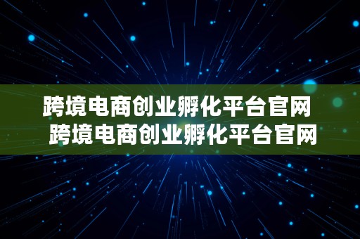 跨境电商创业孵化平台官网  跨境电商创业孵化平台官网