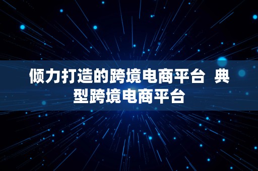 倾力打造的跨境电商平台  典型跨境电商平台