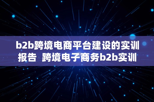 b2b跨境电商平台建设的实训报告  跨境电子商务b2b实训报告