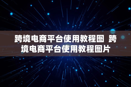 跨境电商平台使用教程图  跨境电商平台使用教程图片