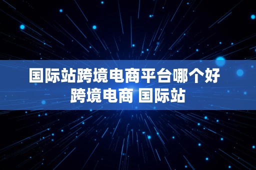 国际站跨境电商平台哪个好  跨境电商 国际站