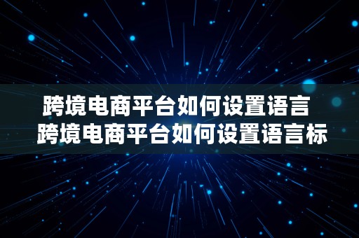 跨境电商平台如何设置语言  跨境电商平台如何设置语言标签