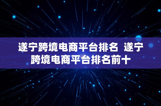 遂宁跨境电商平台排名  遂宁跨境电商平台排名前十