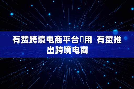 有赞跨境电商平台費用  有赞推出跨境电商