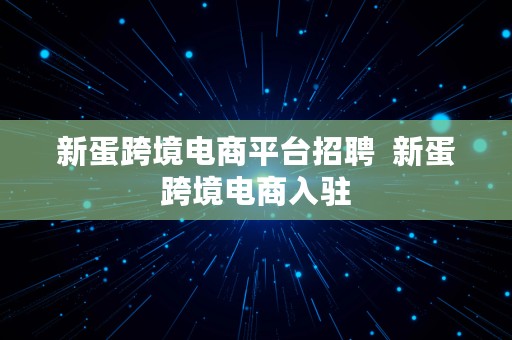 新蛋跨境电商平台招聘  新蛋跨境电商入驻